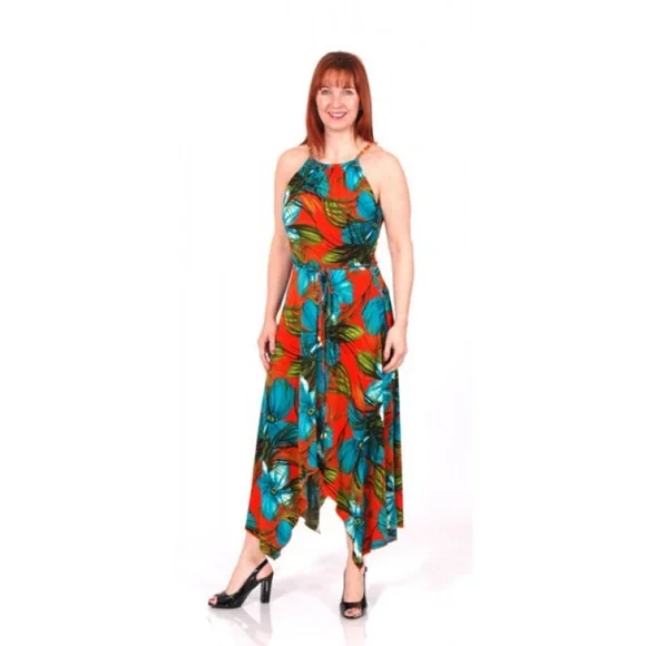 Frank Lyman Design Dresses | Frank Lyman Maxi Dress | Color: Blue/Green/Orange | Size: 6 | Bonmark3'S Closet